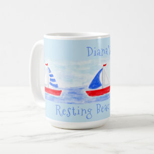 Aquarellboot Ruhige Strandlage Kaffeetasse