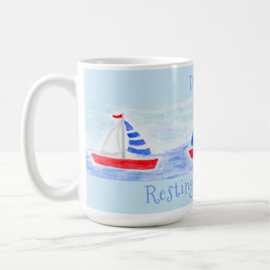 Aquarellboot Ruhige Strandlage Kaffeetasse (Links)
