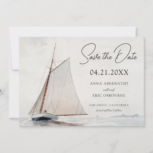 Aquarellboot Save the Date (Vorderseite)