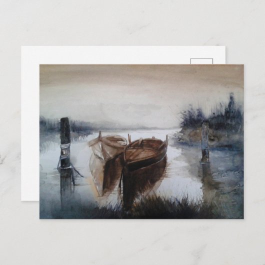 Aquarellboote Postkarte (Vorne/Hinten)