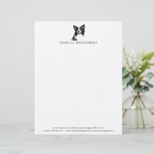 Aquarellbord Collie Letterhead Briefbogen (Stehend Vorderseite)