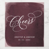 Aquarellbord-Waschjubeln Hochzeit Weinetikett (Einzelnes Label)