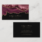 Aquarellbordeaux auf schwarz visitenkarte (Vorne/Hinten)