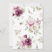 Aquarellbordeauxblume Babydusche einladen (Rückseite)