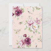 Aquarellbordeauxblume Babydusche einladen (Rückseite)