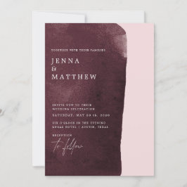 Aquarellbordeauxwaschwasser Moderne Hochzeit Einladung