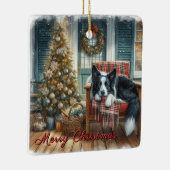 Aquarellborder Collie Weihnachtshund Keramikornament (Rechts)