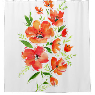 Aquarellbouquet aus Mohnanbau-Blume Duschvorhang