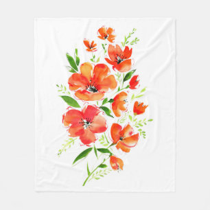 Aquarellbouquet aus Mohnanbau-Blume Fleecedecke