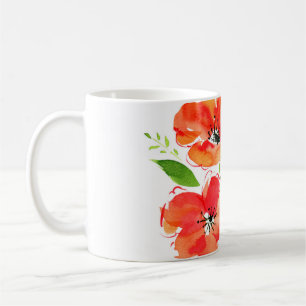 Aquarellbouquet aus Mohnanbau-Blume Kaffeetasse