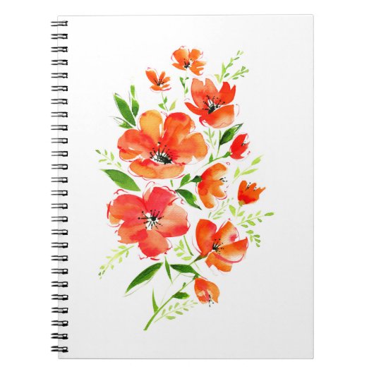 Aquarellbouquet aus Mohnanbau-Blume Notizblock (Vorderseite)