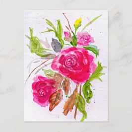 Aquarellbouquet aus roten Rose Feiertagspostkarte
