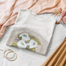 Aquarellbouquet aus weißem Callas-T - Shirt