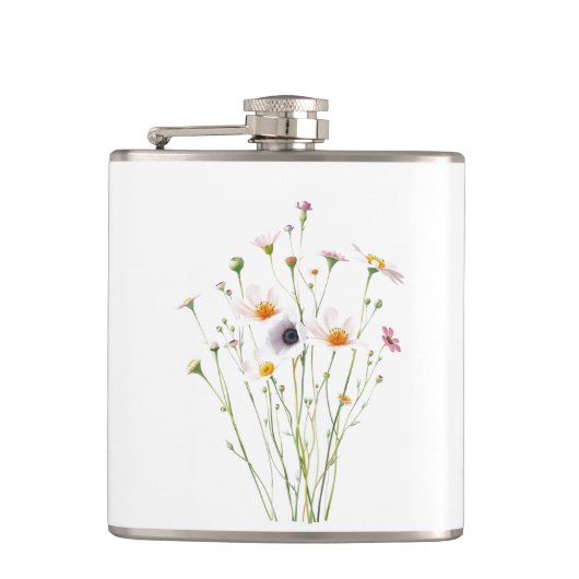 Aquarellbouquet aus Wildblumen Flachmann (Vorderseite)