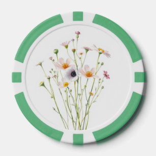 Aquarellbouquet aus Wildblumen Pokerchips