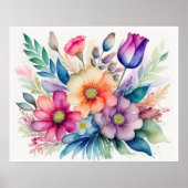 Aquarellbouquet der Blume 5:4 Poster (Vorne)