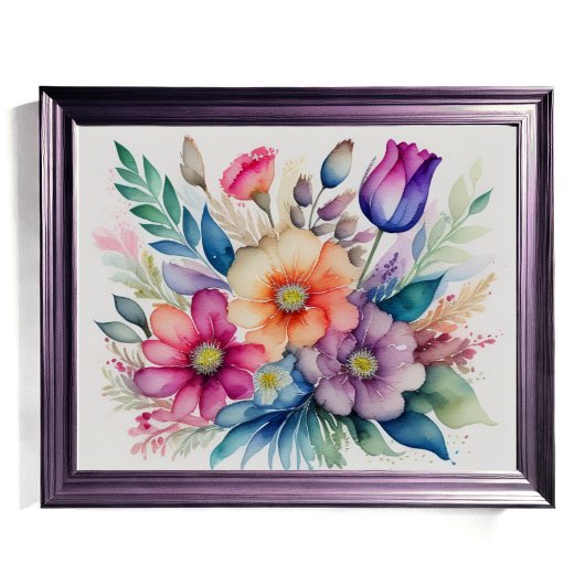 Aquarellbouquet der Blume 5:4 Poster