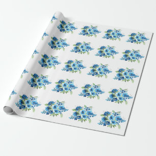 Aquarellbouquet, hellblau zarte Blume. Geschenkpapier