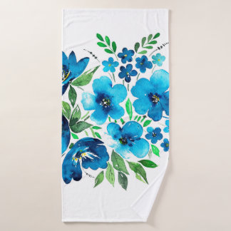 Aquarellbouquet in hellblauen Farben, zart fl Badehandtuch