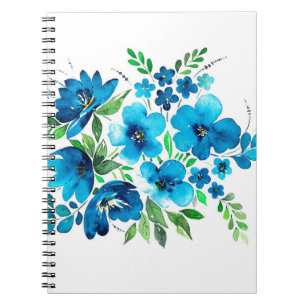 Aquarellbouquet in hellblauen Farben, zart fl Notizblock