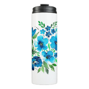 Aquarellbouquet in hellblauen Farben, zart fl Thermosbecher