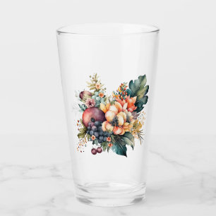 Aquarellbouquet mit Blume Beeren und Blätter Glas