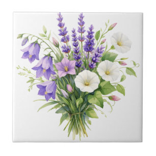 Aquarellbouquet mit Wildblumen Fliese