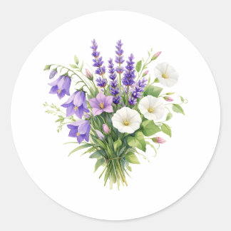 Aquarellbouquet mit Wildblumen  Runder Aufkleber