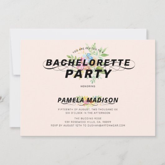 Aquarellbouquet und moderne Typografie in Blume Einladung (Vorderseite)