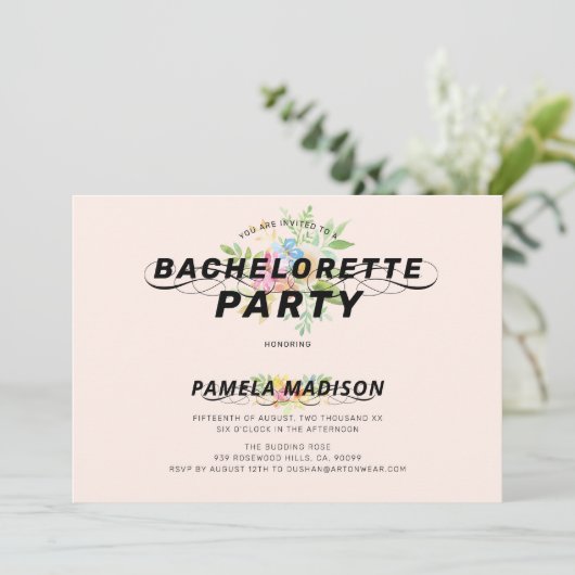 Aquarellbouquet und moderne Typografie in Blume Einladung (Stehend Vorderseite)