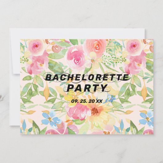 Aquarellbouquet und moderne Typografie in Blume Einladung (Rückseite)