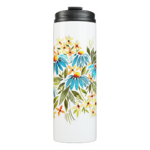 Aquarellbouquet, zarte Gänse, kleine Blätter a Thermosbecher