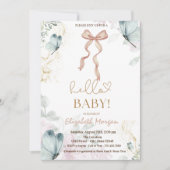 Aquarellbow Blue Butterfly Dots Baby Dusche Einladung (Vorderseite)