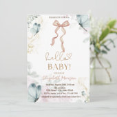 Aquarellbow Blue Butterfly Dots Baby Dusche Einladung (Stehend Vorderseite)