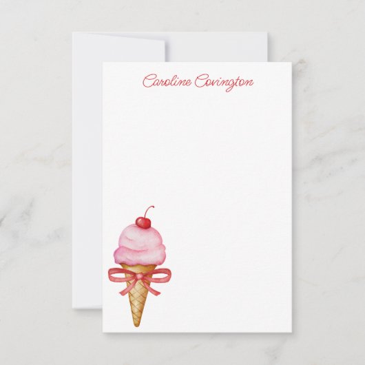 Aquarellbow Rosa Eiscreme Dankeskarte (Vorderseite)