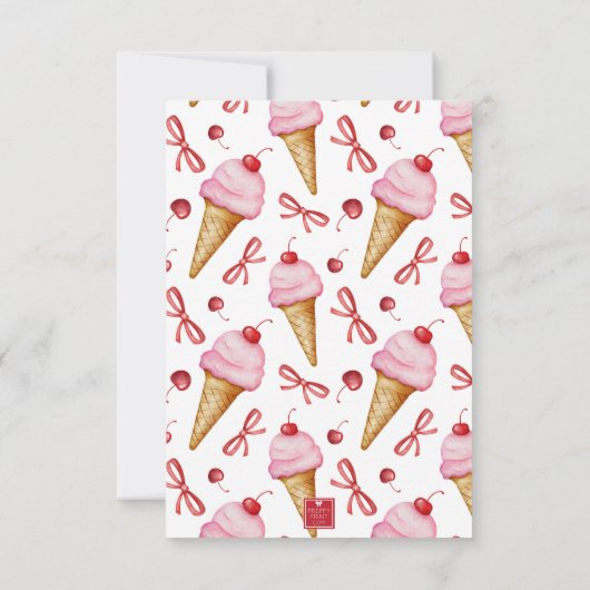 Aquarellbow Rosa Eiscreme Dankeskarte (Rückseite)