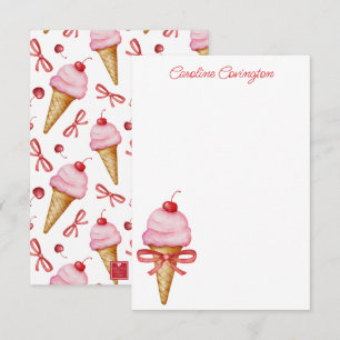 Aquarellbow Rosa Eiscreme Dankeskarte