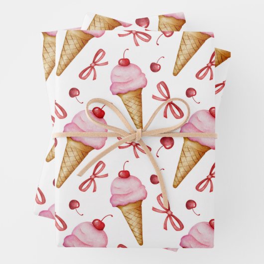 Aquarellbow Rosa Eiscreme Geschenkpapier Set (Beispiel)