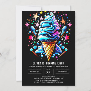 Aquarellboys Moderne Boys Eiscreme Geburtstag Einladung