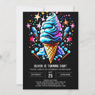 Aquarellboys Moderne Boys Eiscreme Geburtstag Einladung