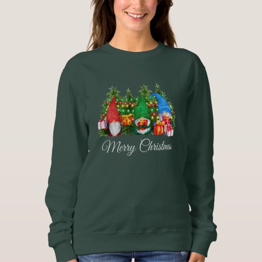 Aquarellbrände Frohe Weihnachtsgrün W Sweatshirt (Vorderseite)