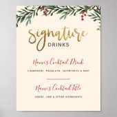 Aquarellbrände Signature Drinks Hochzeitssymbol Poster (Vorne)