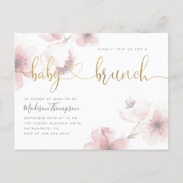 Aquarellbrasse Blossom Gold Baby Brunch Dusche Einladungspostkarte