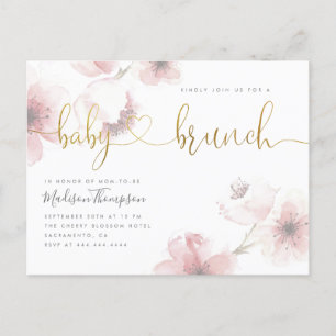 Aquarellbrasse Blossom Gold Baby Brunch Dusche Einladungspostkarte