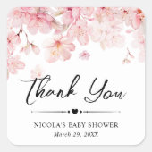 Aquarellbrasse Blossom Kinderdusche Quadratischer Aufkleber (Vorderseite)