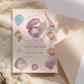 Aquarellbrasse kleine Perle Seashell Baby Dusche Einladung