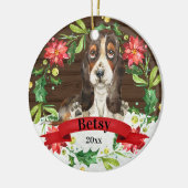 Aquarellbraun Basset Hound Niedlicher Hund Weihnac Keramik Ornament (Links)