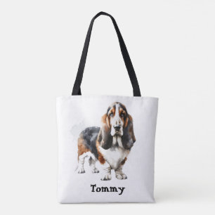 Aquarellbraun Basset Hound /Pets personalisieren Tasche