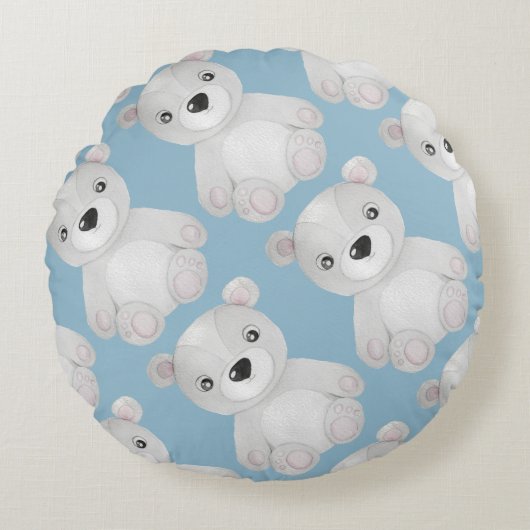 Aquarellbraun Blau Kinderzimmer Dekoration Rundes Kissen (Vorderseite)