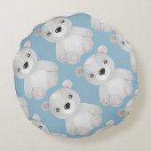 Aquarellbraun Blau Kinderzimmer Dekoration Rundes Kissen (Rückseite)